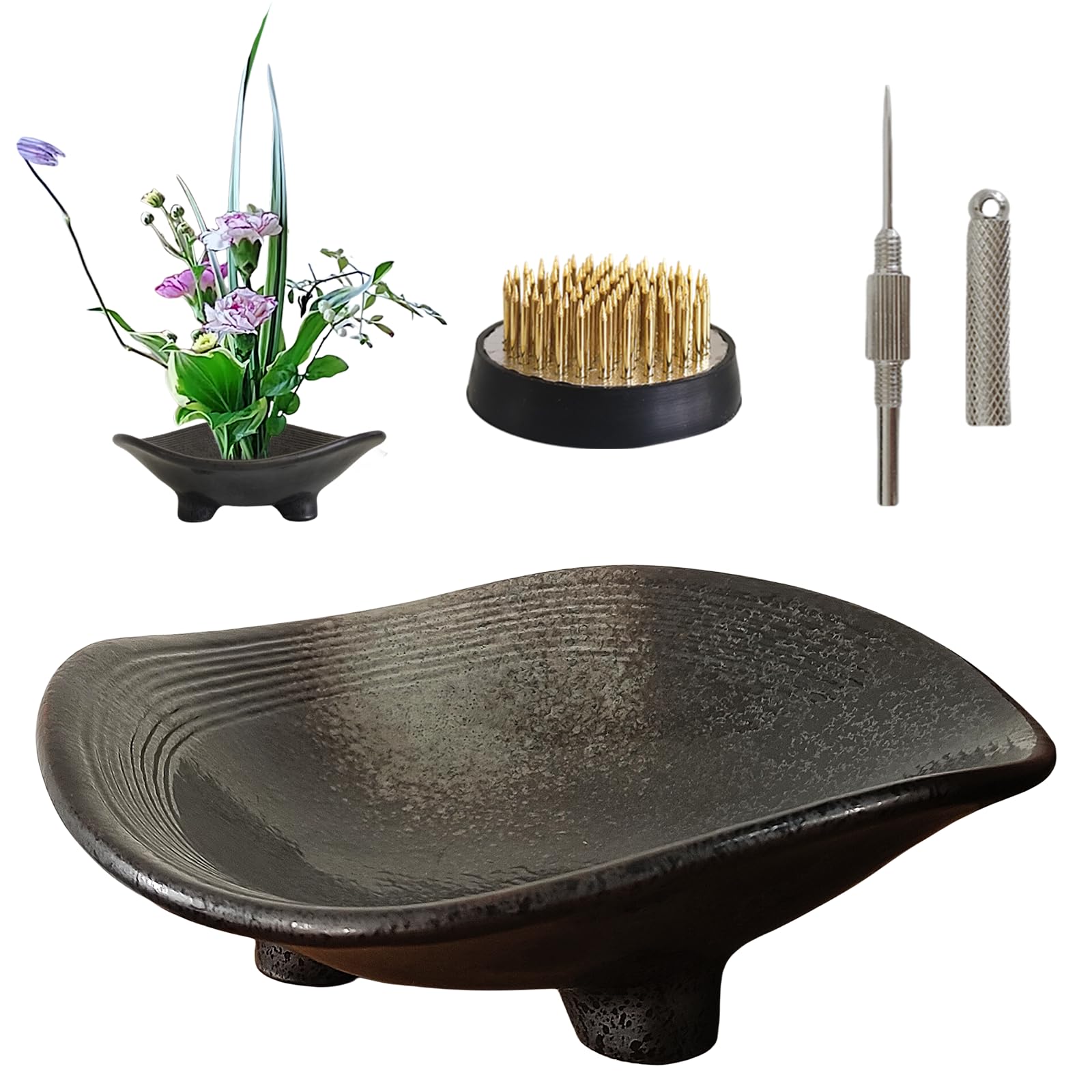 Amazon.com: WEOPYCJ Japanese Flower Vase Bowl Ikebana, Black