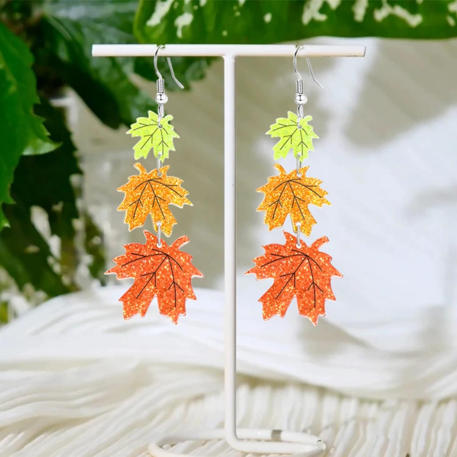 Thanksgiving Fall Earrings for Women Lightweight Acrylic Glitter Autumn Candy Turkey Maple Leaf Pumpkin Dangle Earrings Thanksgiving Gift - Image 5