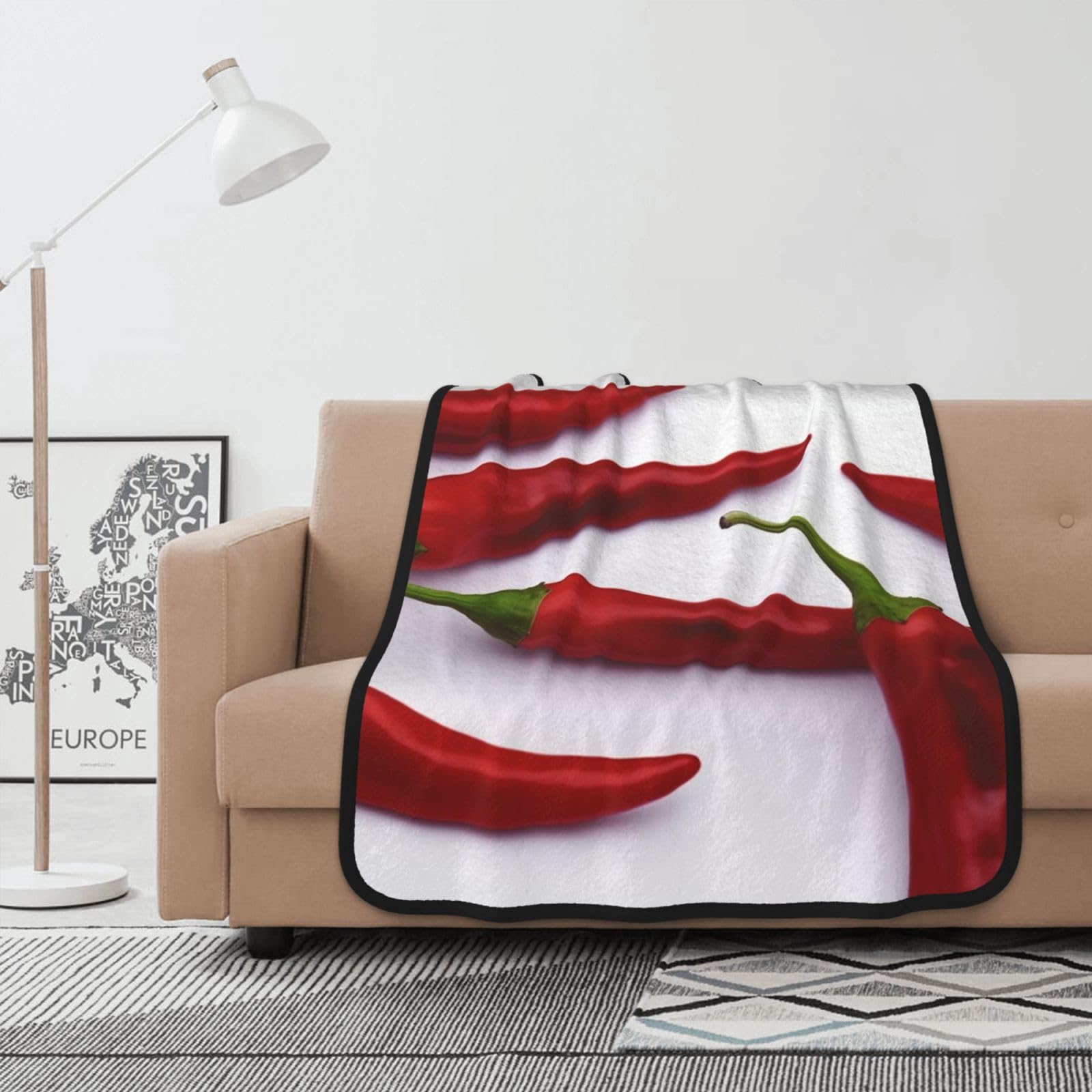 Couverture flanelle double face haut de gamme motif plante rouge légère pour lit de chambre