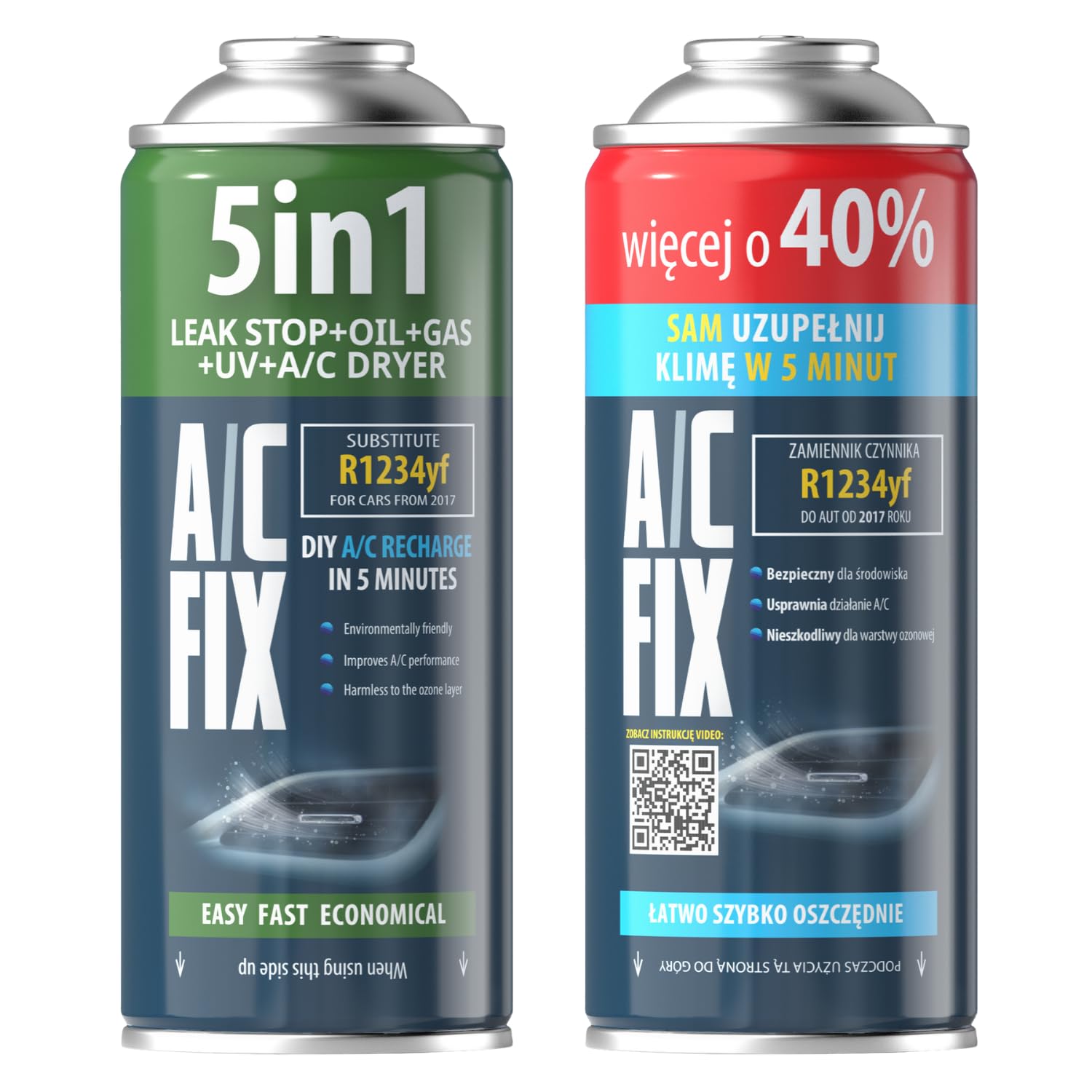AC FIX 5-in-1 – R1234yf + 2 in 1 Refrigerant for Car Air