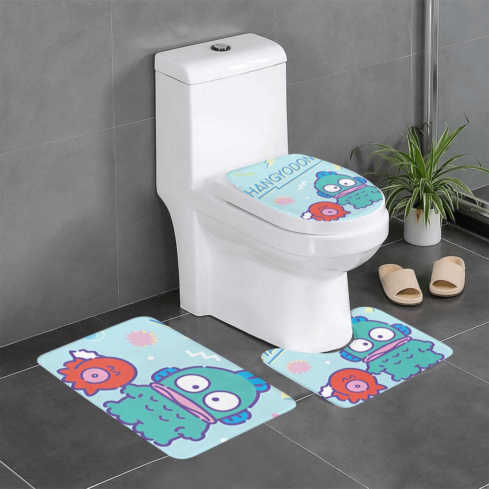 Amazon｜ハンギョドン 3点セット トイレマット フタカバー 便座カバー