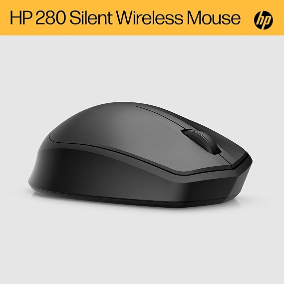 HP 280 Silent PC Wireless Mouse Blue Optical Technology | 1600 DPI to track precisely on any surface | 90% noise reduction | Comfortable & Ergonomic Design | USB A Dongle Included | Black