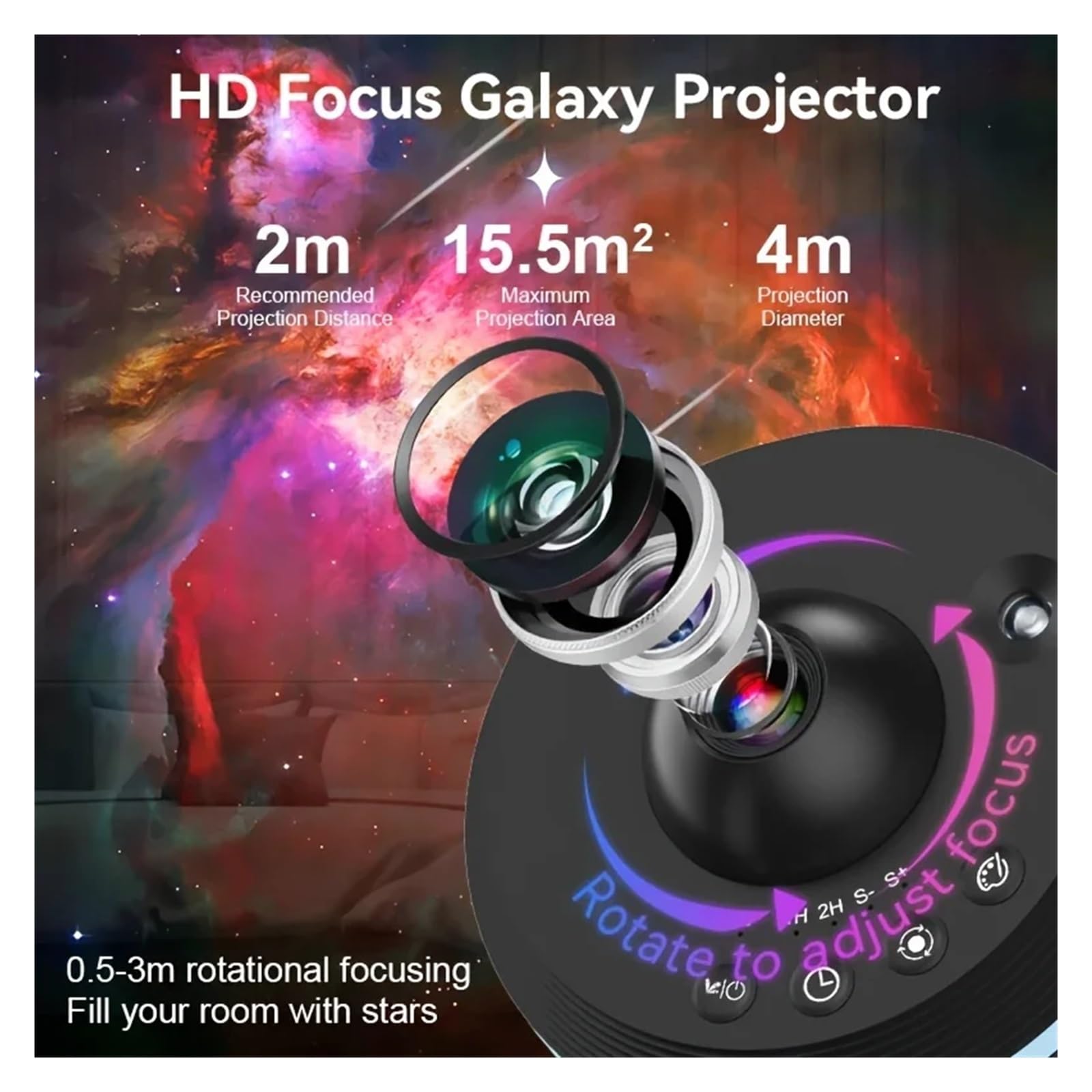 13 W 1 4K HD Filmy Galaxy Projektor Gwiazd Z Dynamiczną Meteor Lampka Nocna Obrotowa Kula Kosmiczna Do Dekoracji Sypialni Dzieci Prezent Bożonarodzeniowy Projekcja W Wysokiej RozdzielczośCi