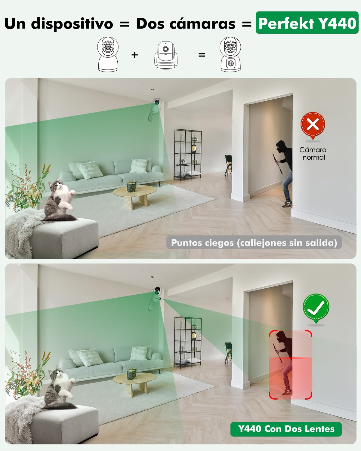 YESYAMO Cámara Vigilancia WiFi Interior 2.5K 4MP, Camaras Vigilancia Domicilio con 2.4G/5G WiFi 360° Cámara de Seguridad para bebé, Perro, Visión Nocturna, Seguimiento Automatico, Detección AI
