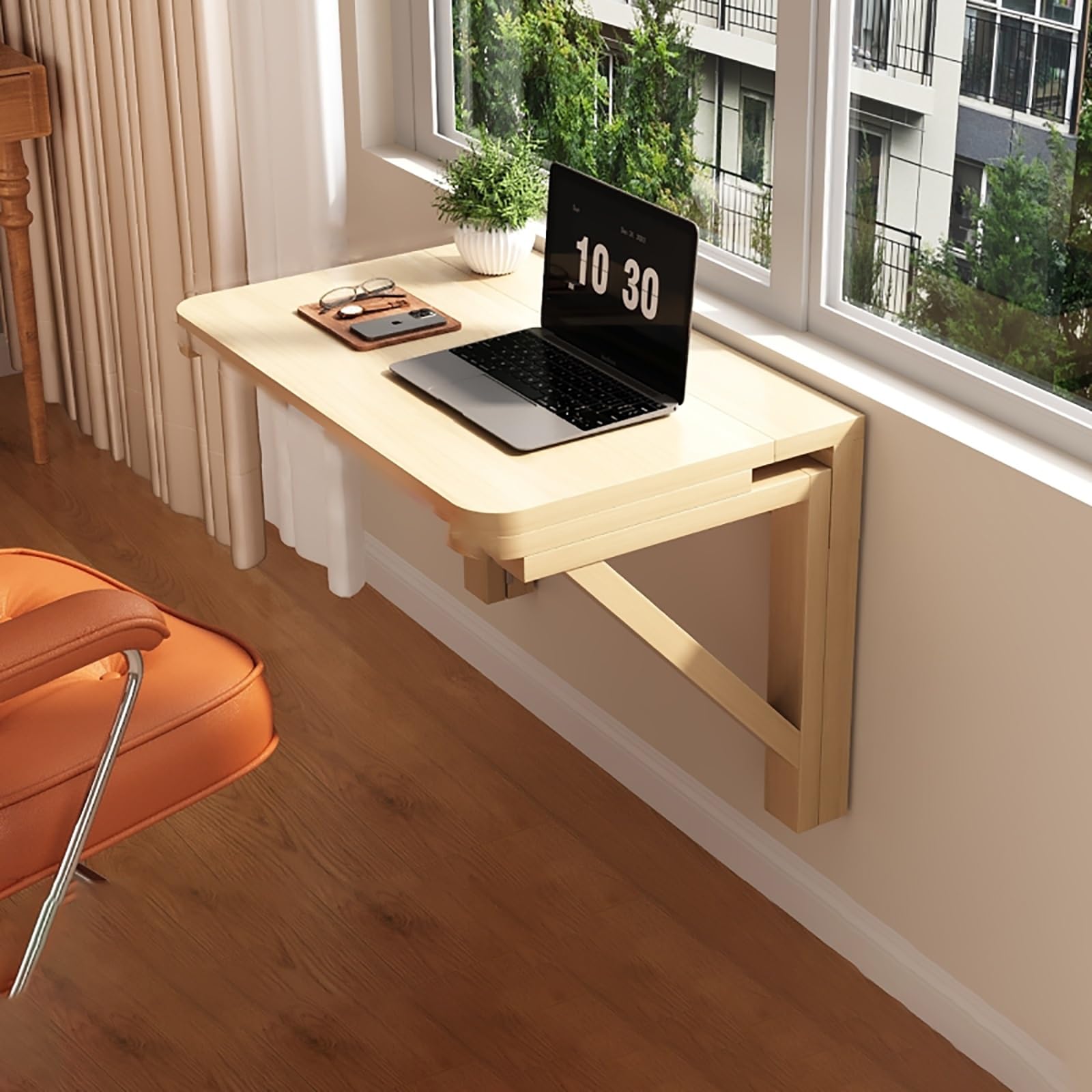 ZHANGGL Wall-Mounted Folding Table Space-Saving Drop-Leaf Workbench for Kitchen & Laundry Compact Fold Down Dining Table Perfect for Small Spaces & Restaurants.