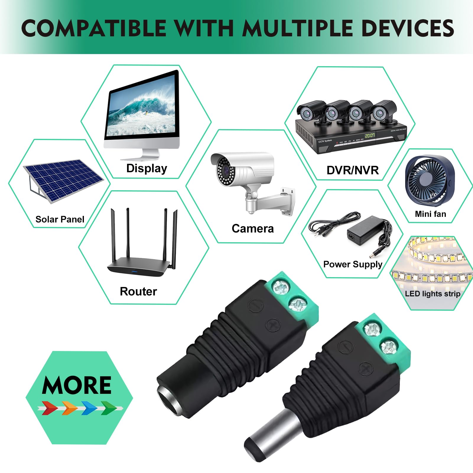 GTIWUNG 20pz Connettore DC Attacco Maschio Femmina, Connettori di Alimentazione DC, Barrel Power