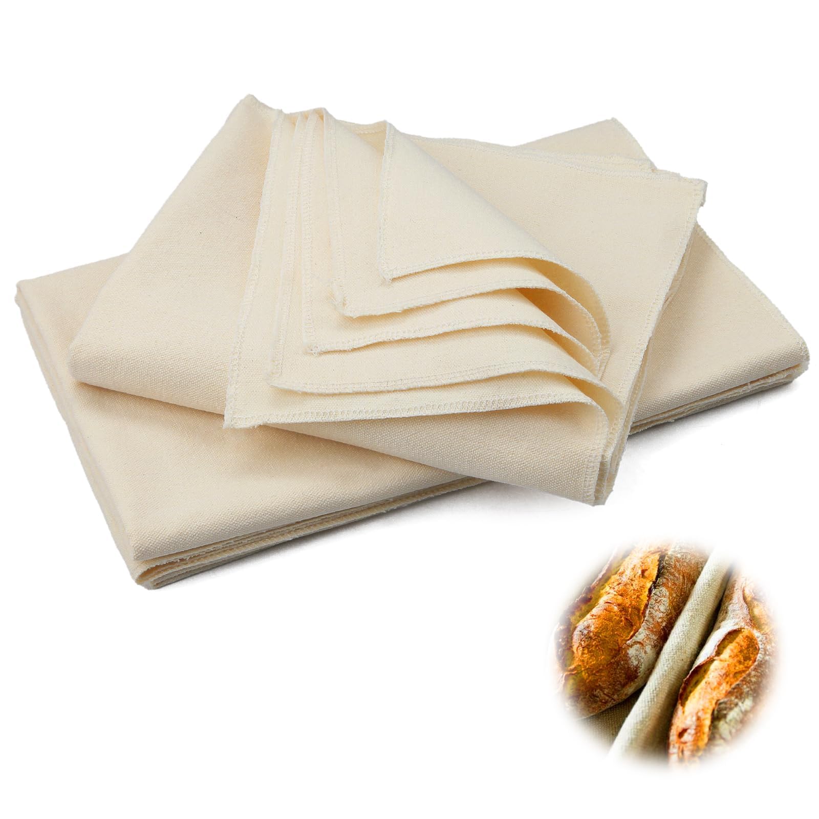 2 Strofinacci In Cotone Per Pane E Lievito Naturale | 48x36 Cm E 75x45 Cm | Tela Da Forno Per Baguette E Pagnotte - 3