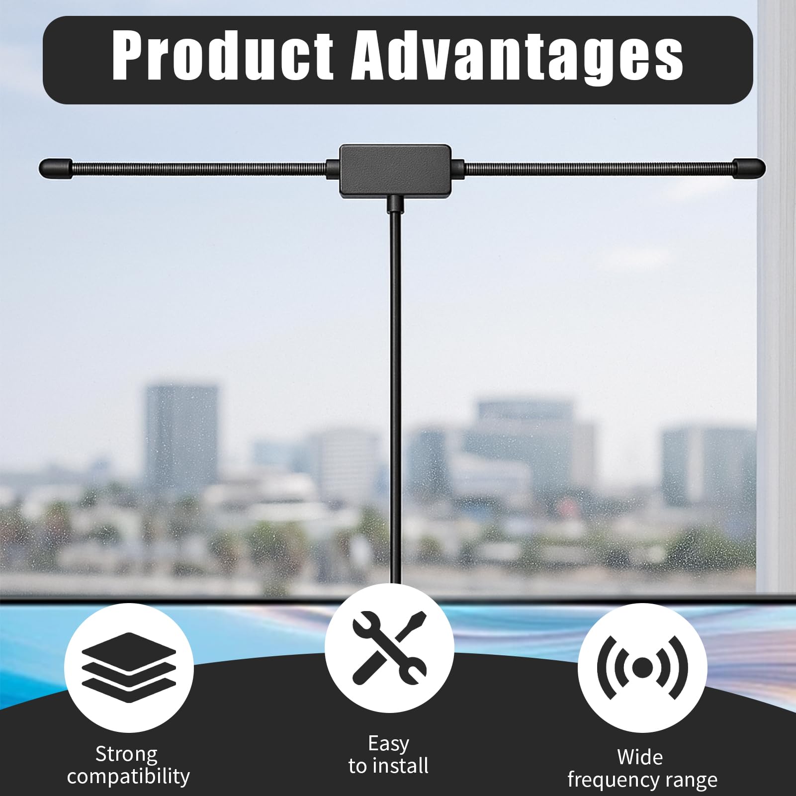 Antenne FM DAB Radio 75 Ohms Dipôle avec Connecteur Type F, 3M Câble, Compatible Bose Wave