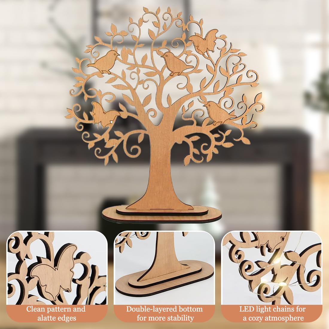 Albero Dei Soldi In Legno Regalo Con Luci LED - Albero Della Vita Personalizzato Per Matrimonio, Compleanno, Con Provette Per Banconote