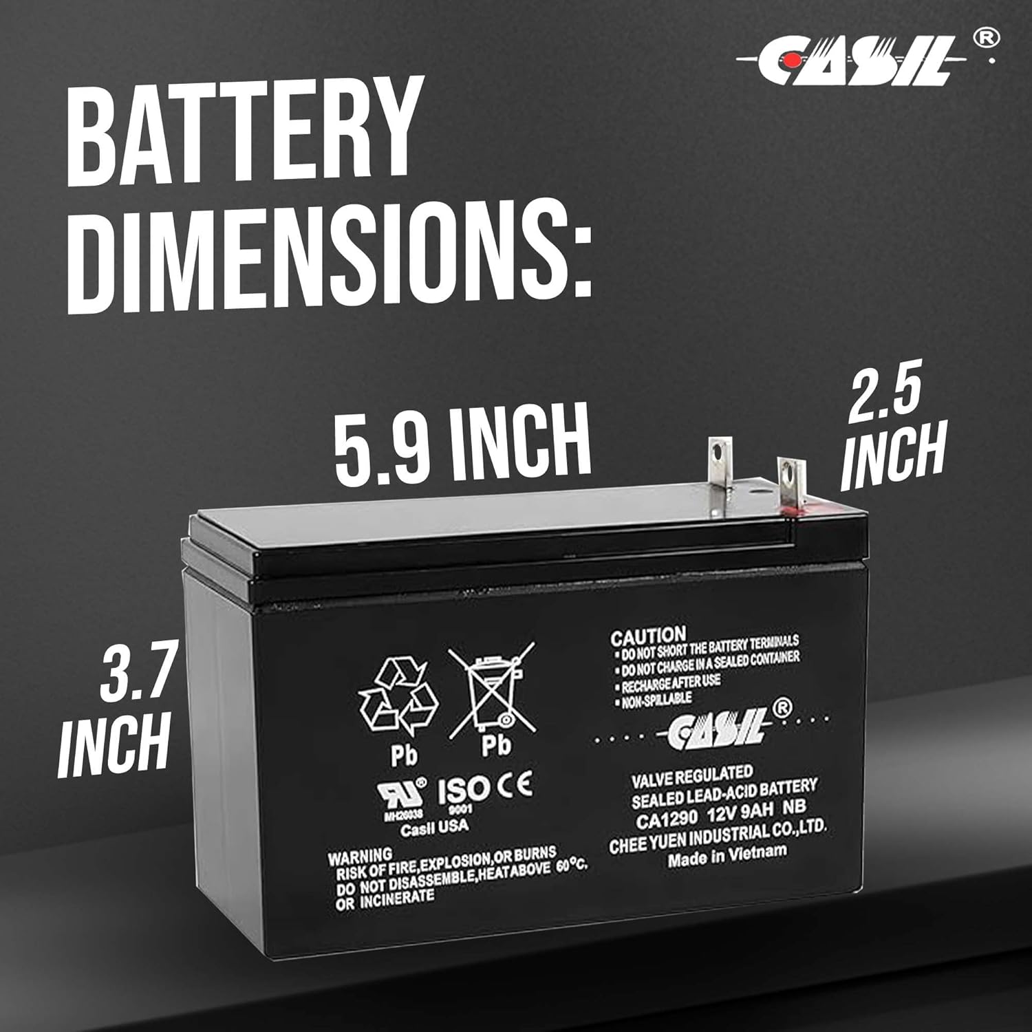 12V 9AH SLA Deep Cycle Battery, Nut and Bolt (NB) Terminal, 12 Volt Rechargeable SLA AGM Battery Replacement for Generac 0G9449, SEL HYS1290, Generac 7500E, Champion 3500, HSL1069