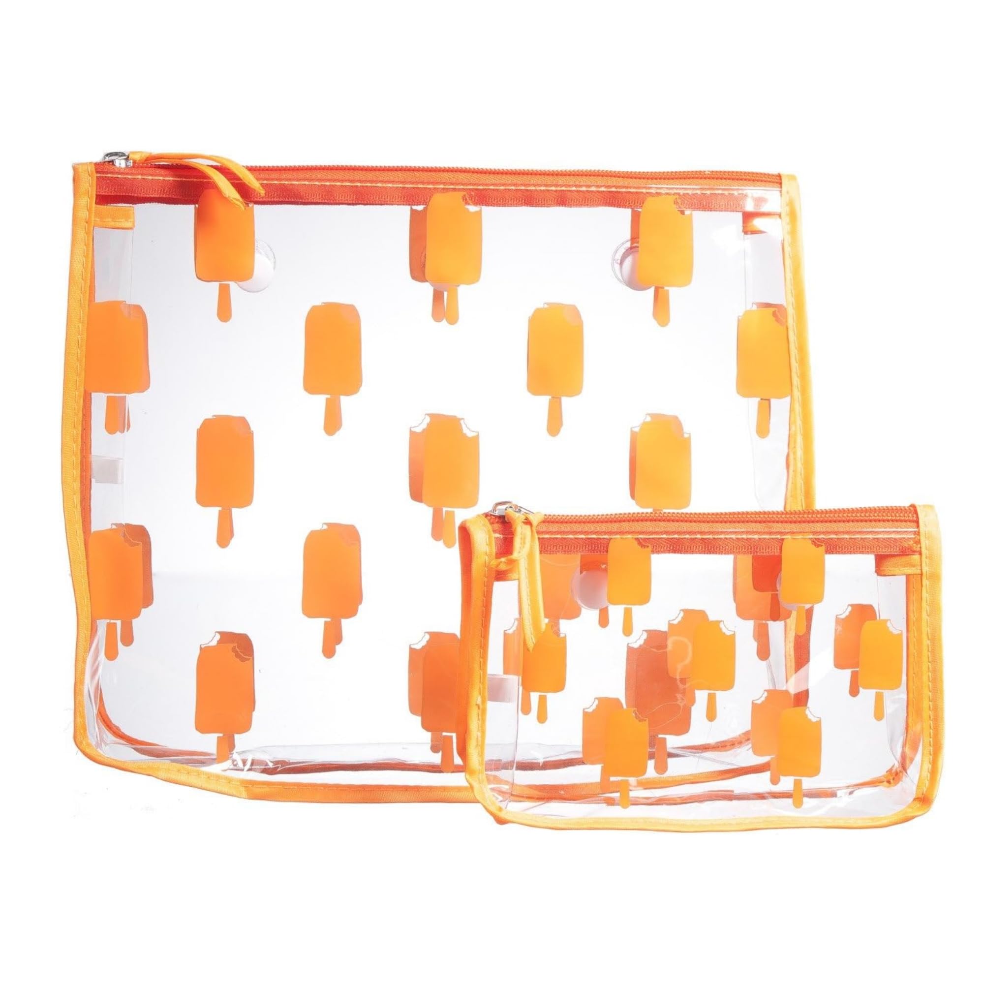 BOGG BAG Clear Designer Zipper Insert (Set of 2) Travel Organizer Storage Pop In Original Bogg and Baby (Orange Popsicle)