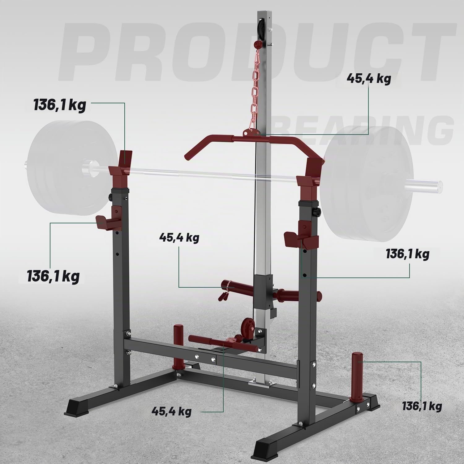JX FITNESS Power Cage Rack mit Lat-Pulldown-Riemenscheibensystem, verstellbarer Kniebeugenständer, Kraftkäfig mit J-Haken für Heim-Fitnessstudio
