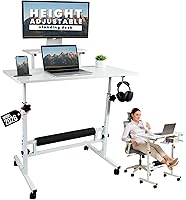 Zaqei Model 2026 Adjustable Height Standing Desk with Wheels - Portable Rolling Laptop Table for Home Office Small Spaces