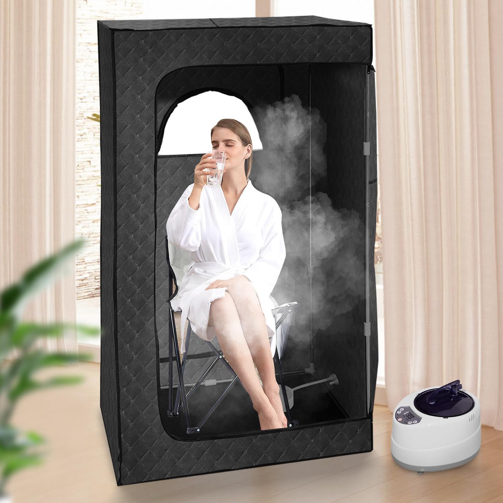Portable Sauna Tent | Sauna Room 2.6L Foldable Sauna Box | Remote Control Sauna Tent Sauna Relaxation Kit for Home Indoor