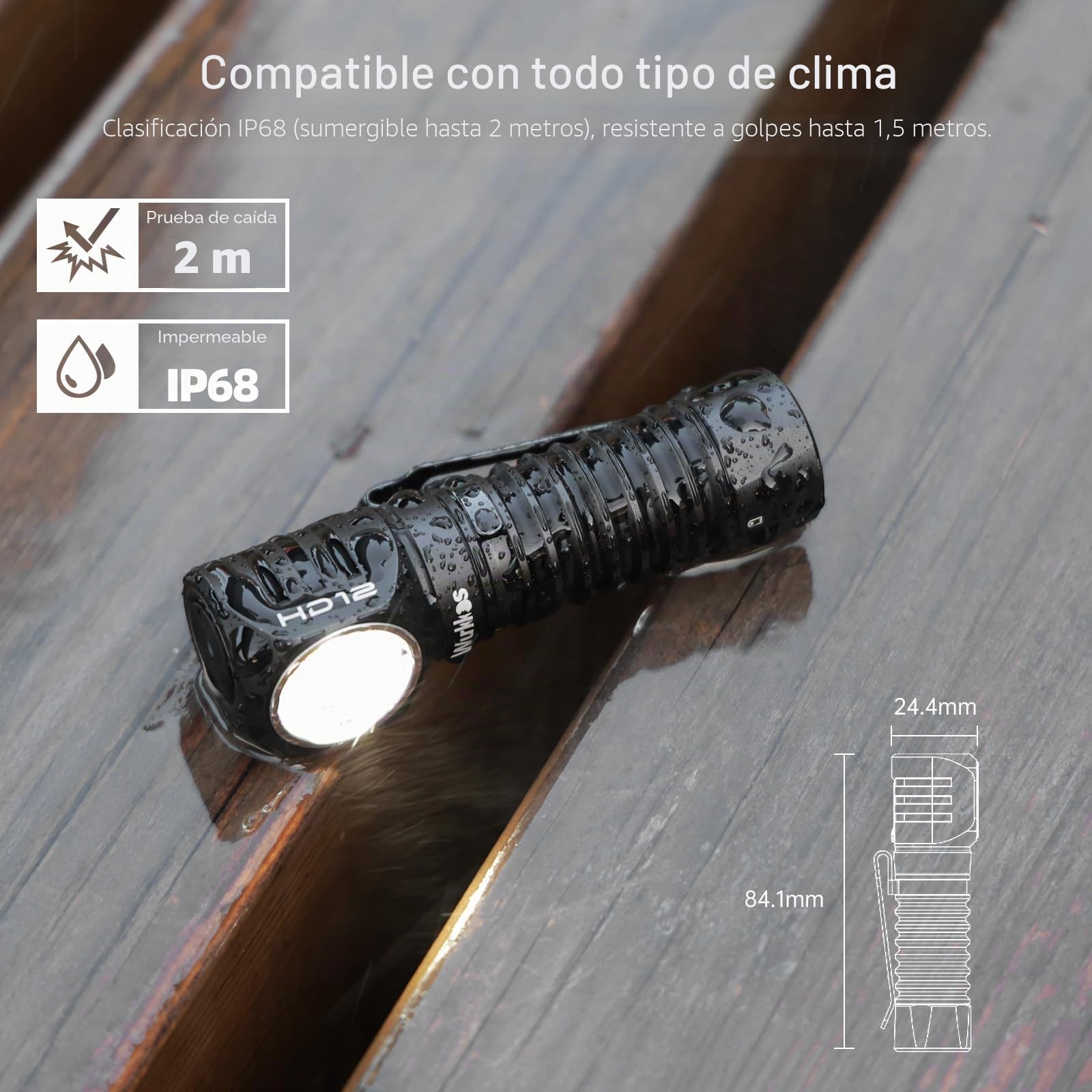 Wurkkos Linterna LED recargable HD12 EDC con imán, minifaro rojo AA de 850 lúmenes, ideal para aventuras en interiores y exteriores, senderismo y acampada (5000 K)
