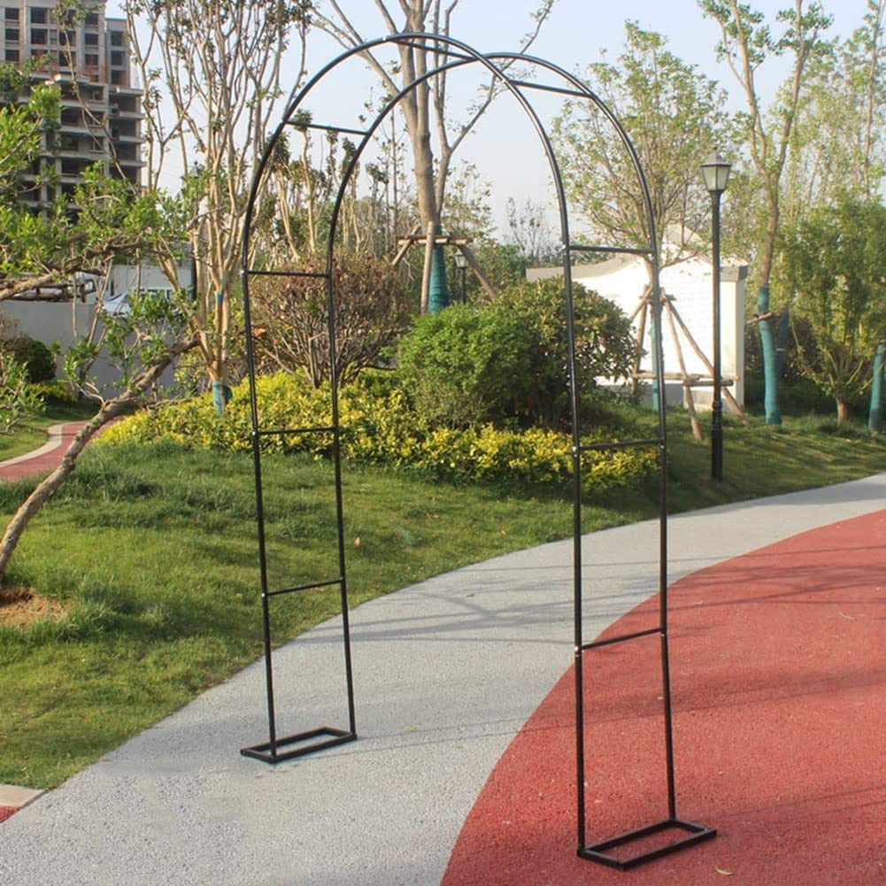 Großer Metall-Gartenbogen für Kletterpflanzen, stützt robuste Rosenbögen, Blumenständer, schwarz, Gartendekoration, 1,2 m x 2,2 m