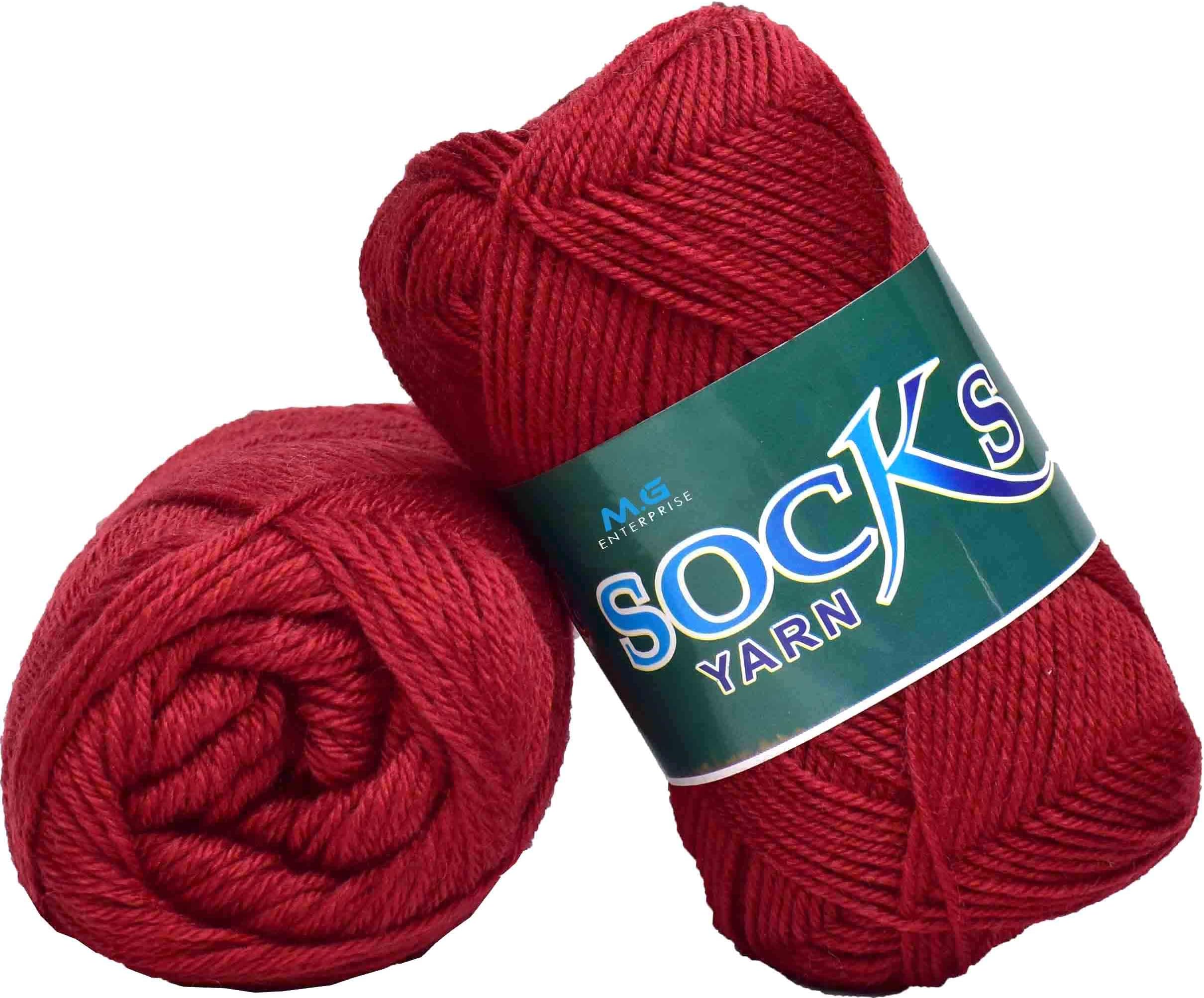 M.G ENTERPRISE Premium Socks high Strength Nylon Yarn Suitable for Socks, Accessories, and Home Decor. 400 gm Red, Suitable for Both Crocheting & Knitting. DERB