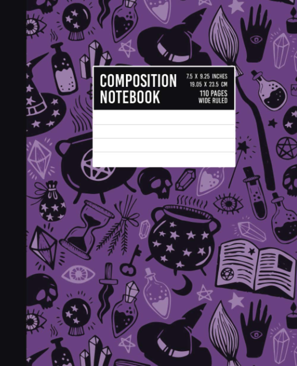 Witch Composition Notebook: Purple Witch Spell Book Journal - Wide Ruled Lined Paper Journal - 7.5" x 9.25" - 110 Pages (Wide Ruled Notebooks)