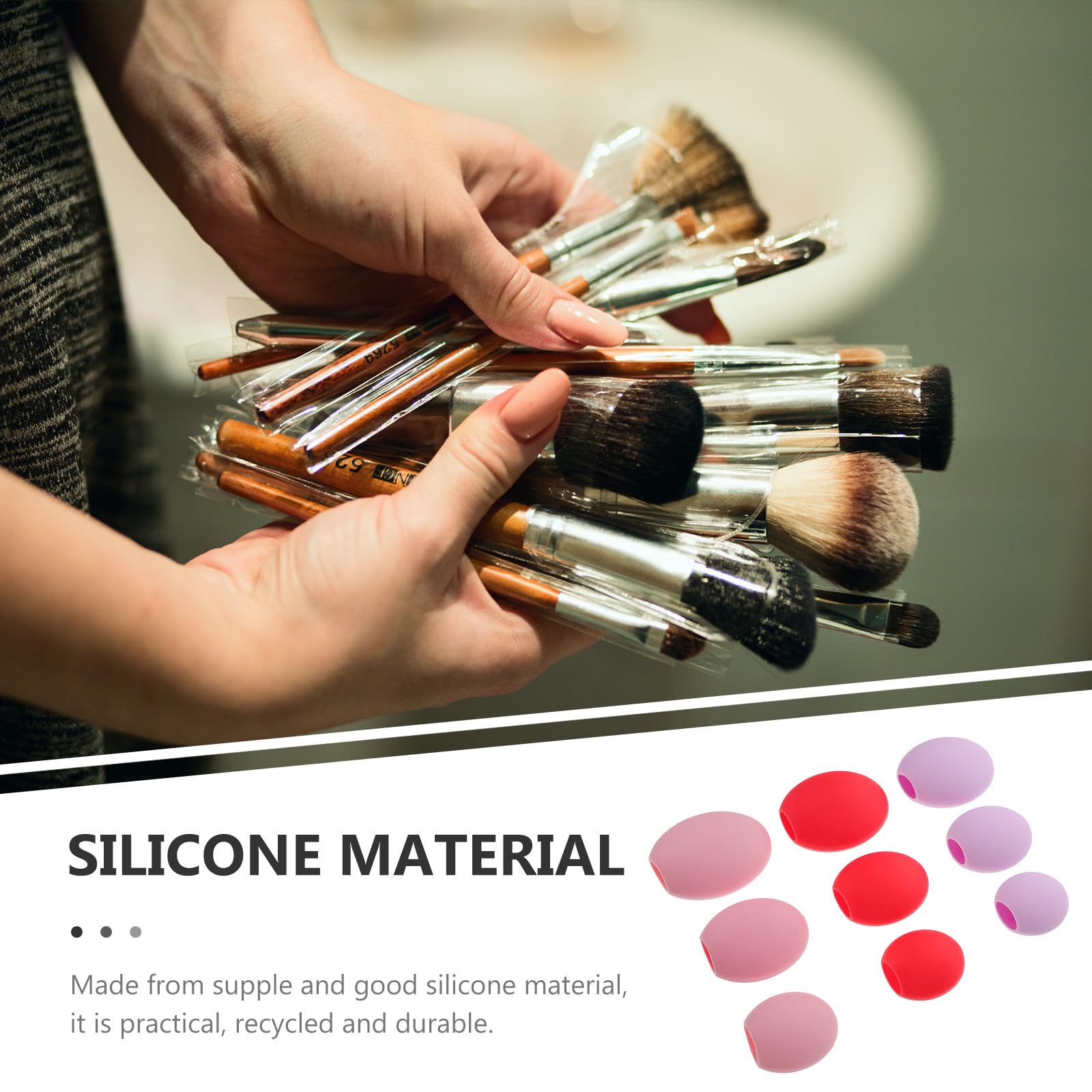 ARTIBETTER Cubiertas para Brochas de Maquillaje 9 Fundas de Silicona Resistentes y Reutilizables para Viajes y Almacenaje