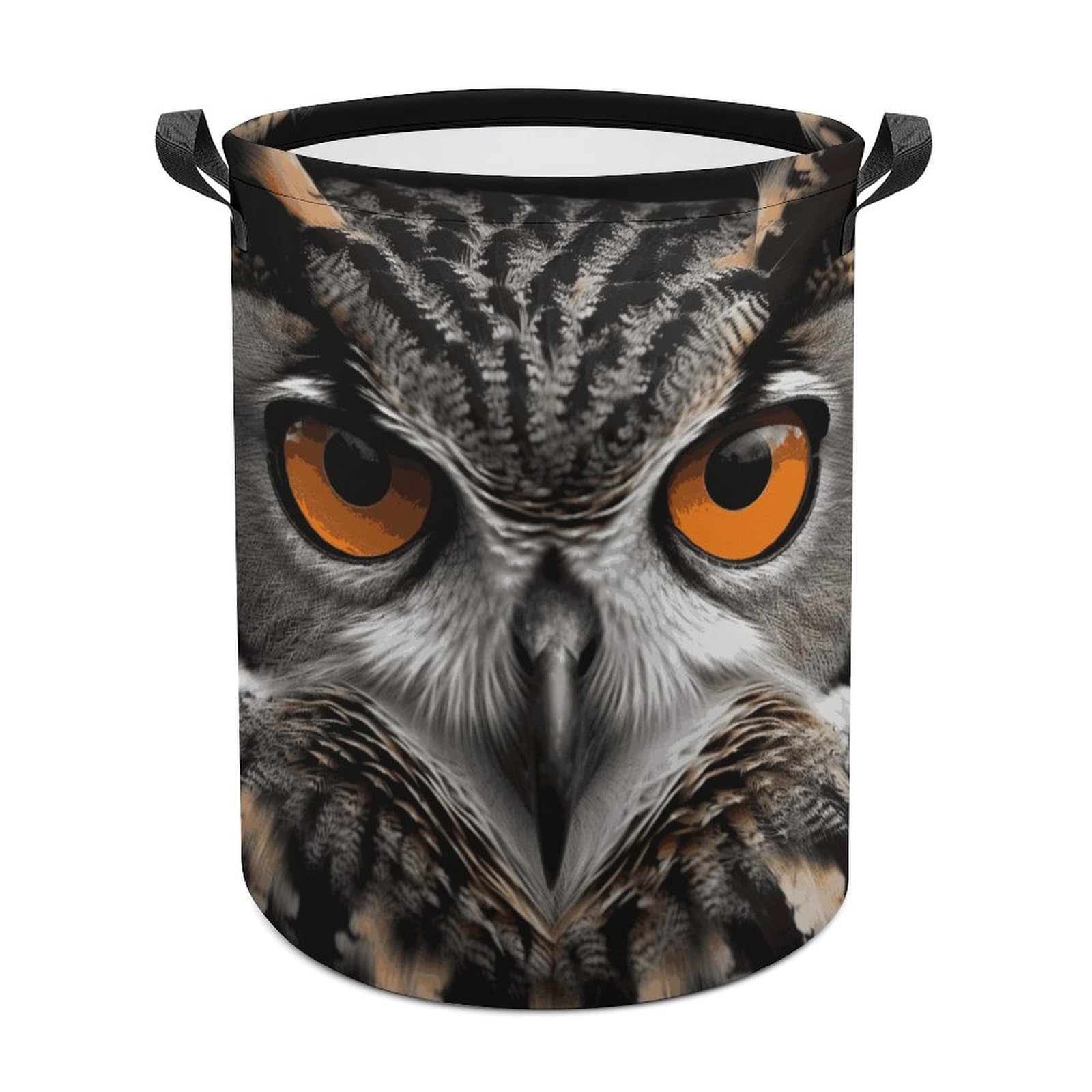 Owl Eyes Laundry Basket Freestanding Waterproof Laundry Hamper Collapsible Tall Clothes Hamper with Reinforced Handles Waterproof Laundry Bag for Dorm Bathroom Home 44x44cm