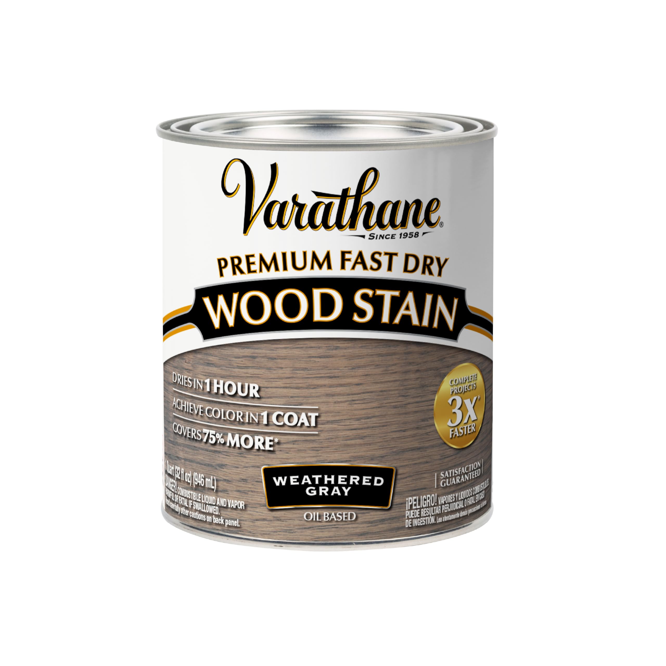 Rust-Oleum Varathane 269394 Premium Fast Dry Wood Stain, 32 Oz, Weathered Gray