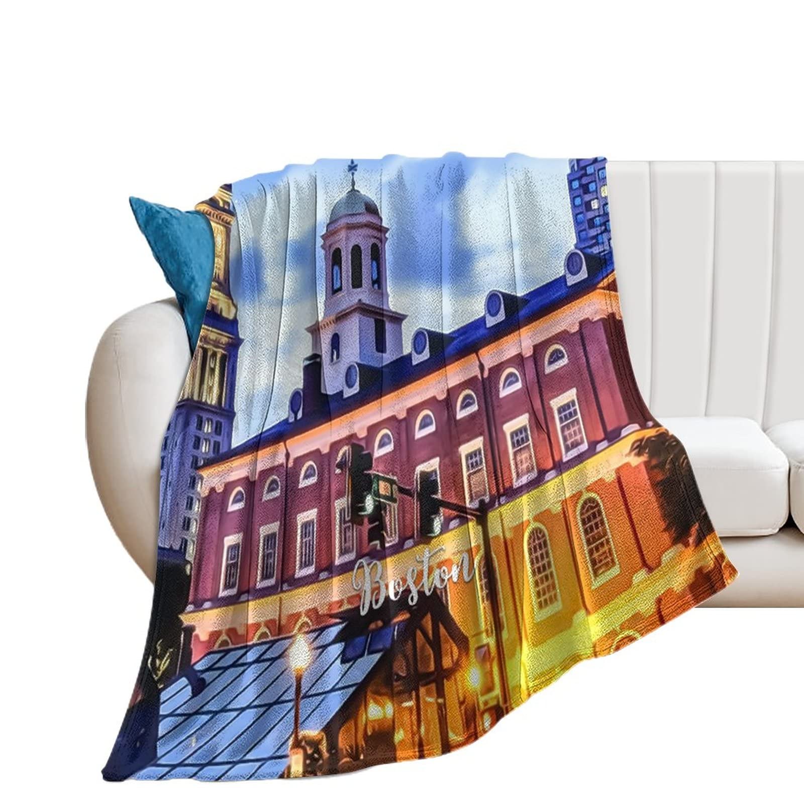 Couverture flanelle Boston contre le froid plaid chaud grand format canapé