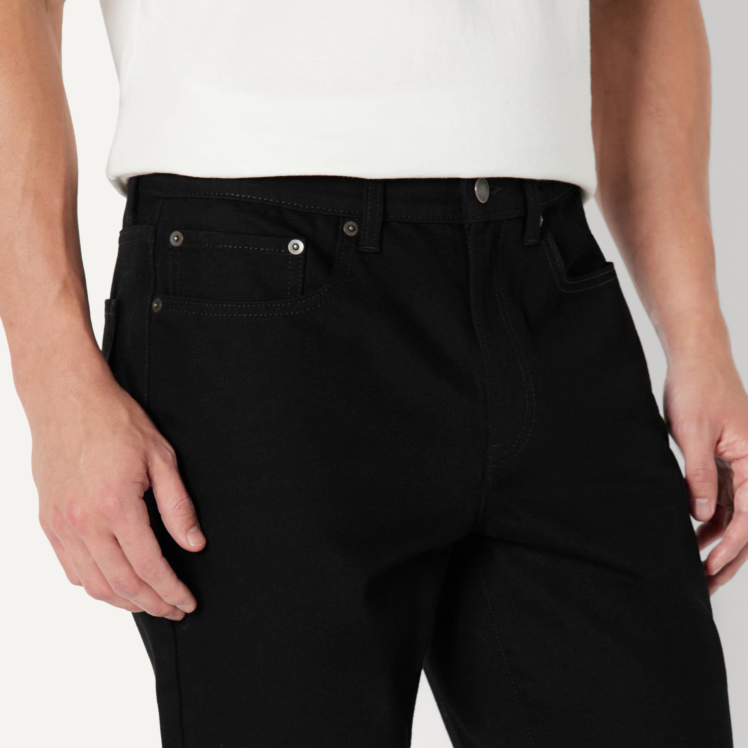 Amazon Essentials Homme Short en Denim Extensible Épais à Coupe Droite, 22,9cm