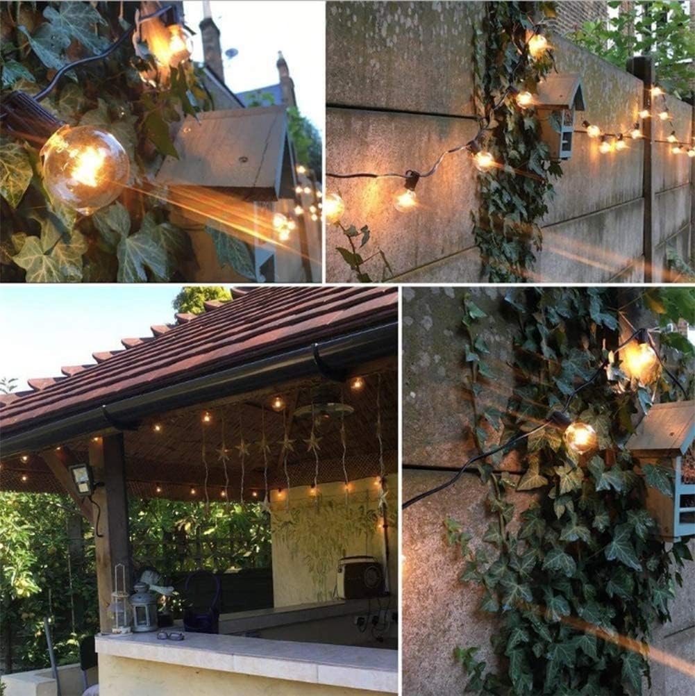 Abeja 50Ft Outdoor Patio String Lights with 53 Clear Globe G40 Bulbs,UL Certified for Patio Porch Backyard Deck Bistro Gazebos Pergolas Balcony Wedding Gathering Parties Markets Decor, Brown Wire