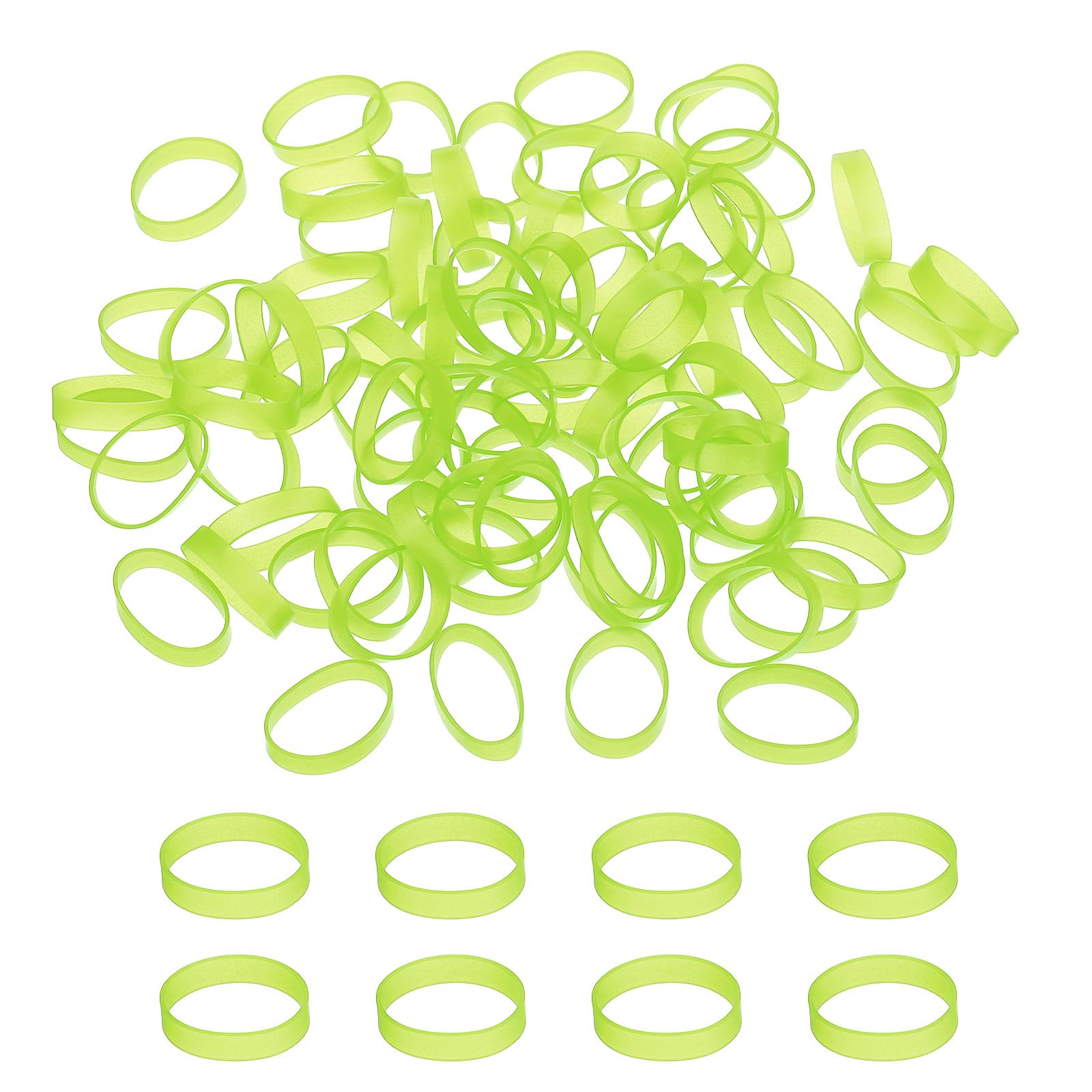 PATIKIL Silicone Rubber Bands Cable Ties 1.1", 200 Pcs Flat Rubber Elastic Band for Office Supplies Home Cord Wrapping Green