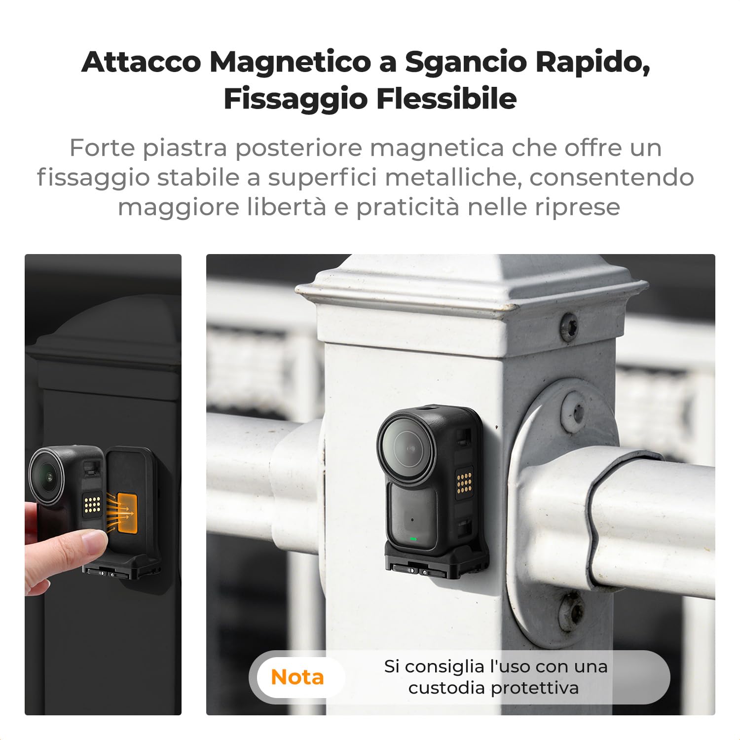 K&F CONCEPT Adattatore Magnetico per Riprese Verticali, Compatibile con DJI Osmo Nano/Xtra Atto, Base di Montaggio con Magnete Forte e Doppio Artiglio Pieghevole, Interfaccia a Vite da 6,35 mm