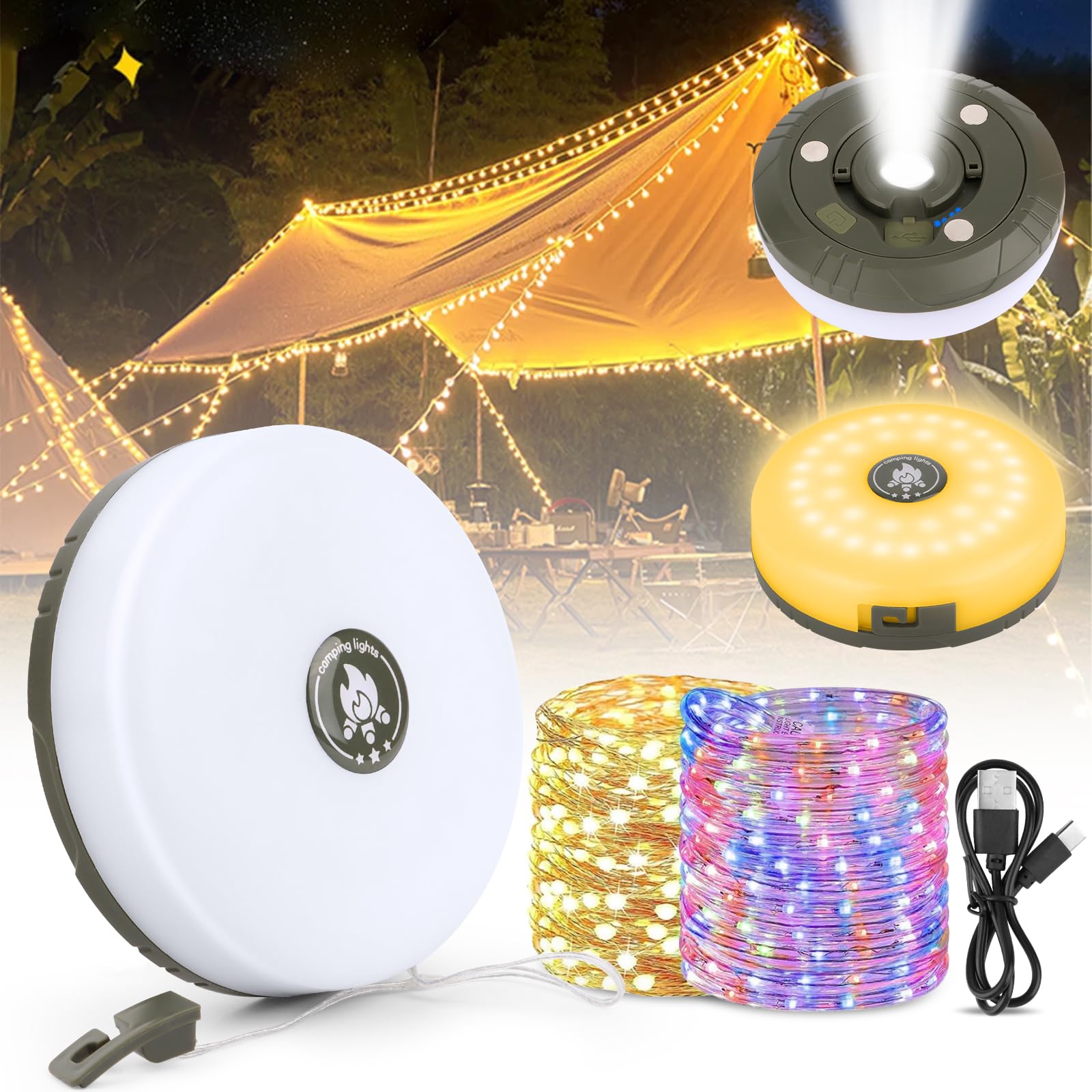 NVIYAM Aufrollbare Camping-Lichterkette