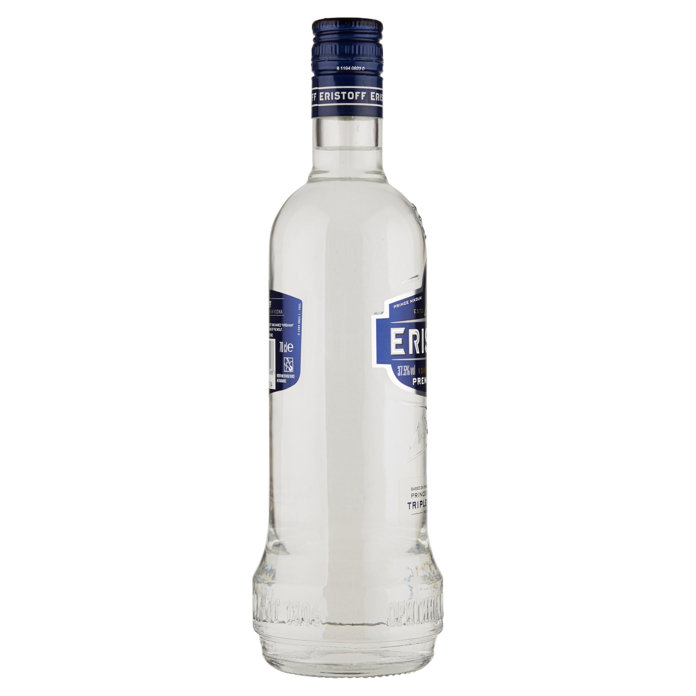 ERISTOFF Premium Vodka, 37,5% Vol, 70cL / 700mL, filtrado con carbón vegetal, vodka con triple destilación (Paquete de 6)