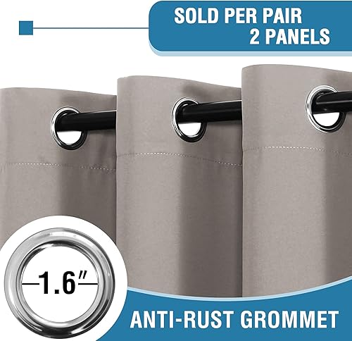 Miniatura 3 de H.VERSAILTEX Cortinas 100% opacas para dormitorio, bloqueo de luz completa, cortinas de sala de estar, 84 pulgadas de largo, juego de 2 paneles