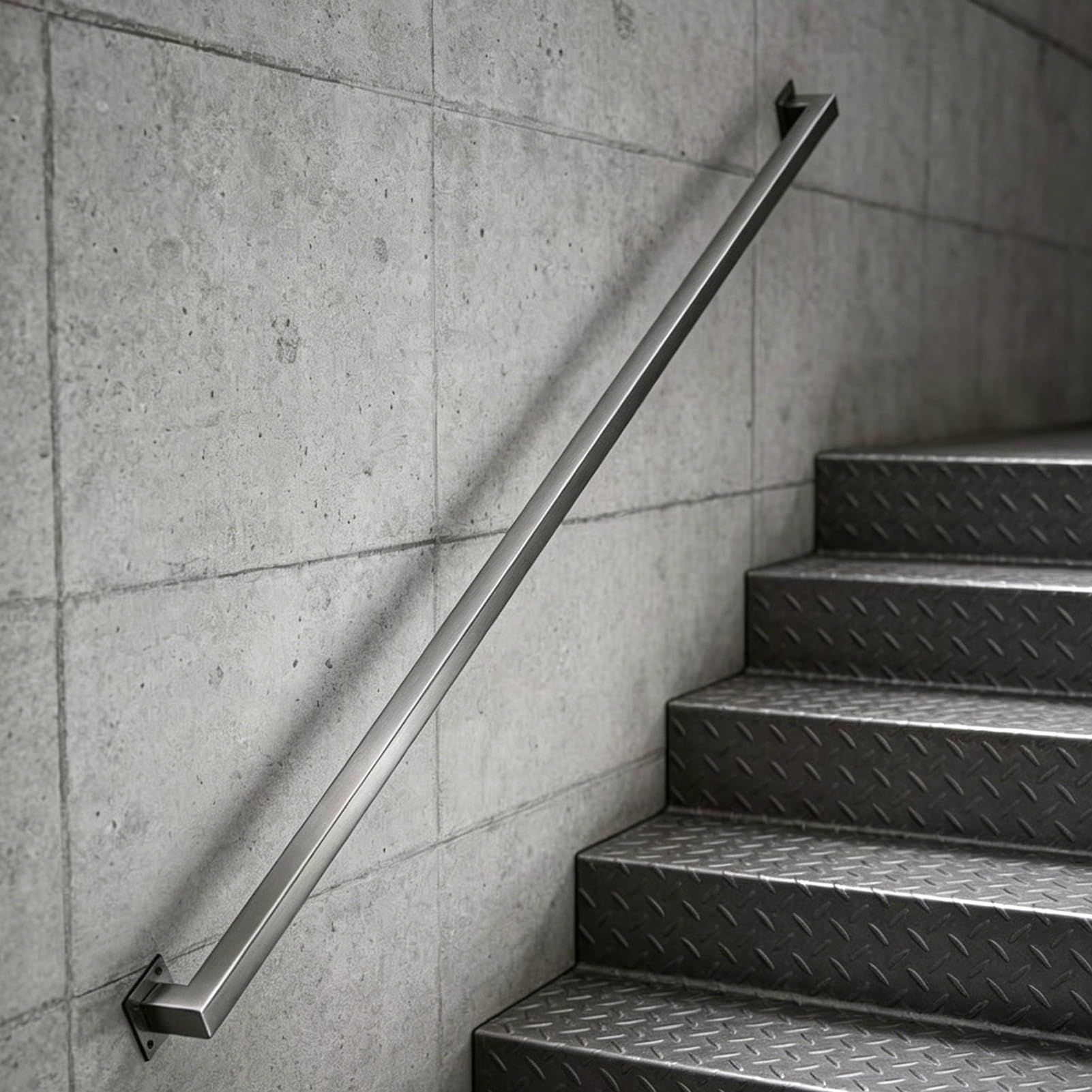 Hamankim One Color Stainless Steel Hand Railing, Grab Rail Square Tube Handrails With Mounting Screws, 30/80/120/240/300Cm Home Garden Corridor Lofts Decking Support Rod - Silver(17Ft/5.1M)