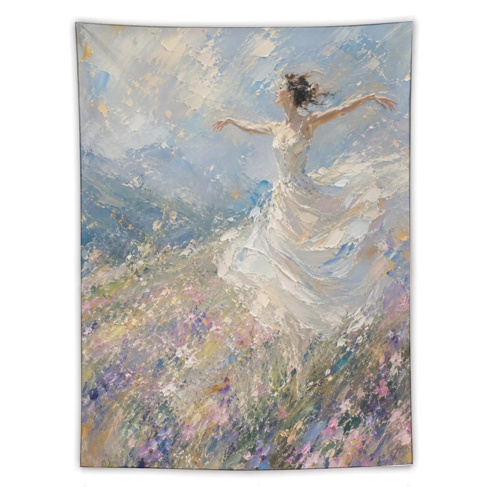 W7C8U2X3 Ballerina Meadow Wall Tapestry, Oil Painting, Room Divider
