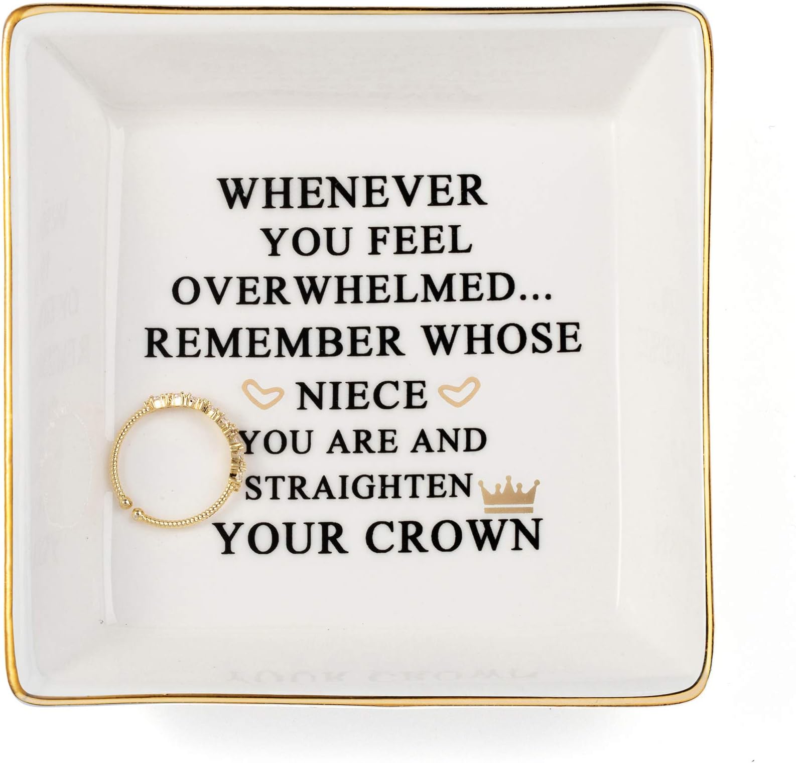 JoycuFFJoycuFF Inspirational Niece Gifts Ring Trinket Dish for Birthday Chrismas-Bestie Gift for Niece from Auntie