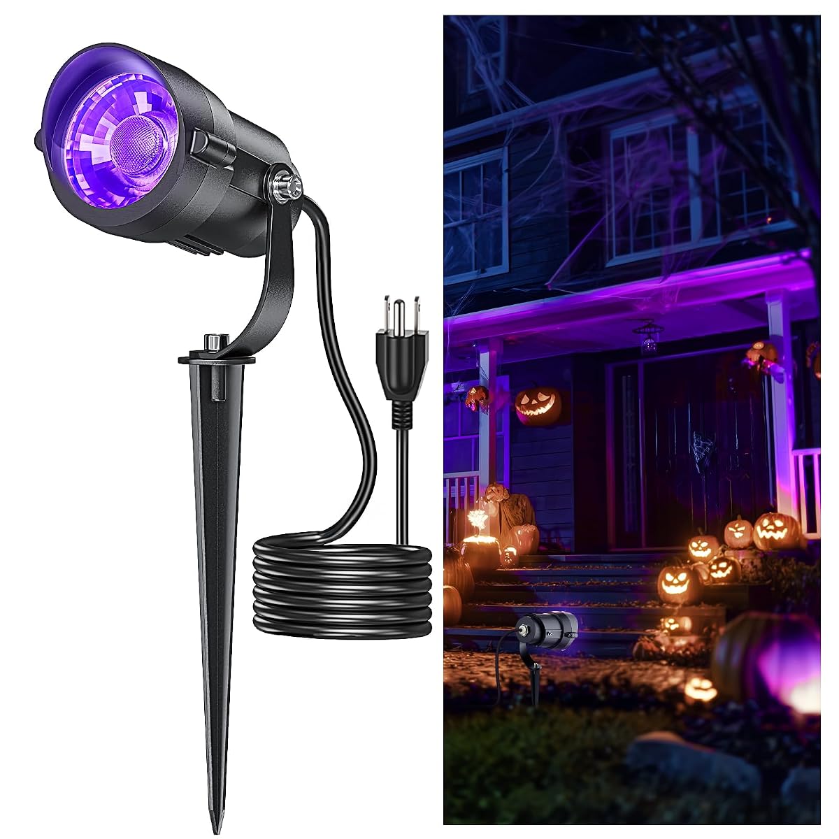 Hiboitec Halloween Black Light Spotlight Outdoor 12W Ip65 Waterproof Led Spot