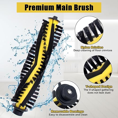 Miniatura 2 de Piezas de repuesto para aspiradora Tesvor X500X500 ProM1, incluye 4 cepillos laterales+1 cepillo de rodillo+4 filtros