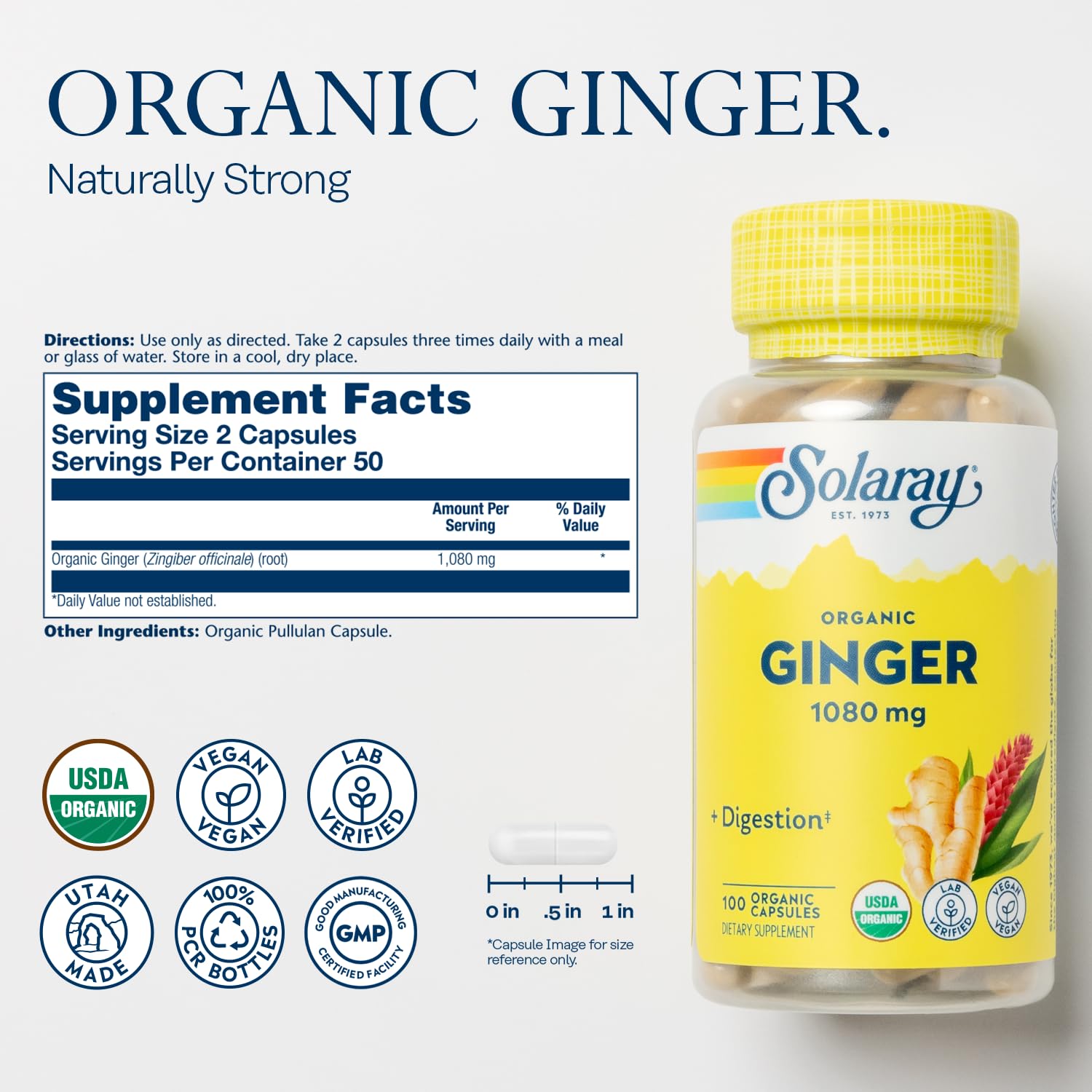 SOLARAY Organic Ginger Root 540 mg, 100 VegCaps — Amazon image 2