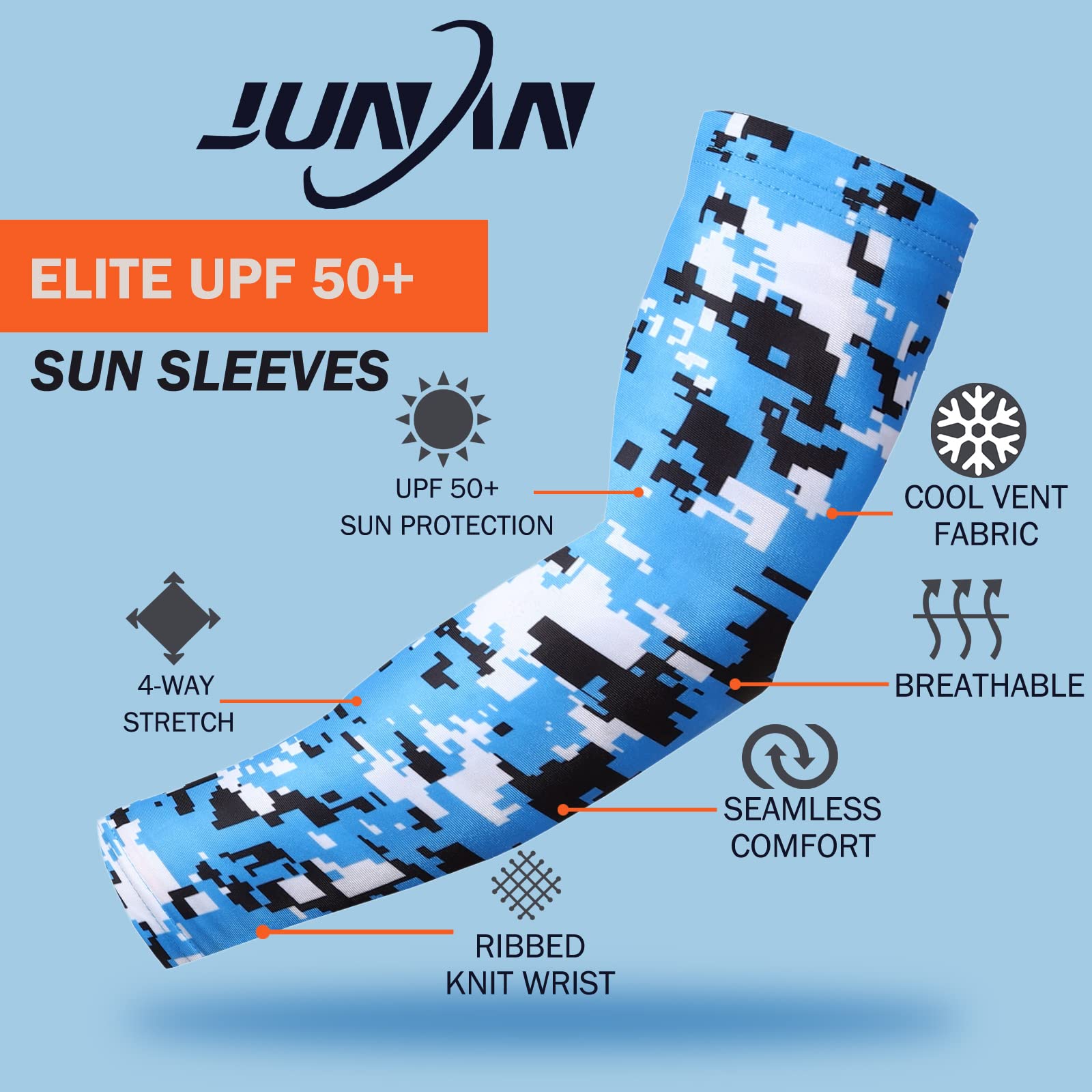 Sports Compression Arm Sleeves 1 Pair Moisture Wicking UV Protection Cooling or Warmer Non Slip Cover Arm Sleeve for Men Women Kids Baseball Football Basketball Volleyball - Image 2