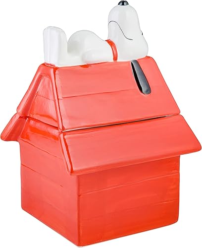 Miniatura 5 de Peanuts Classic Snoopy Doghouse - Tarro de cerámica de 11.2 pulgadas con tapa, contenedor de almacenamiento de cocina coleccionable de dibujos