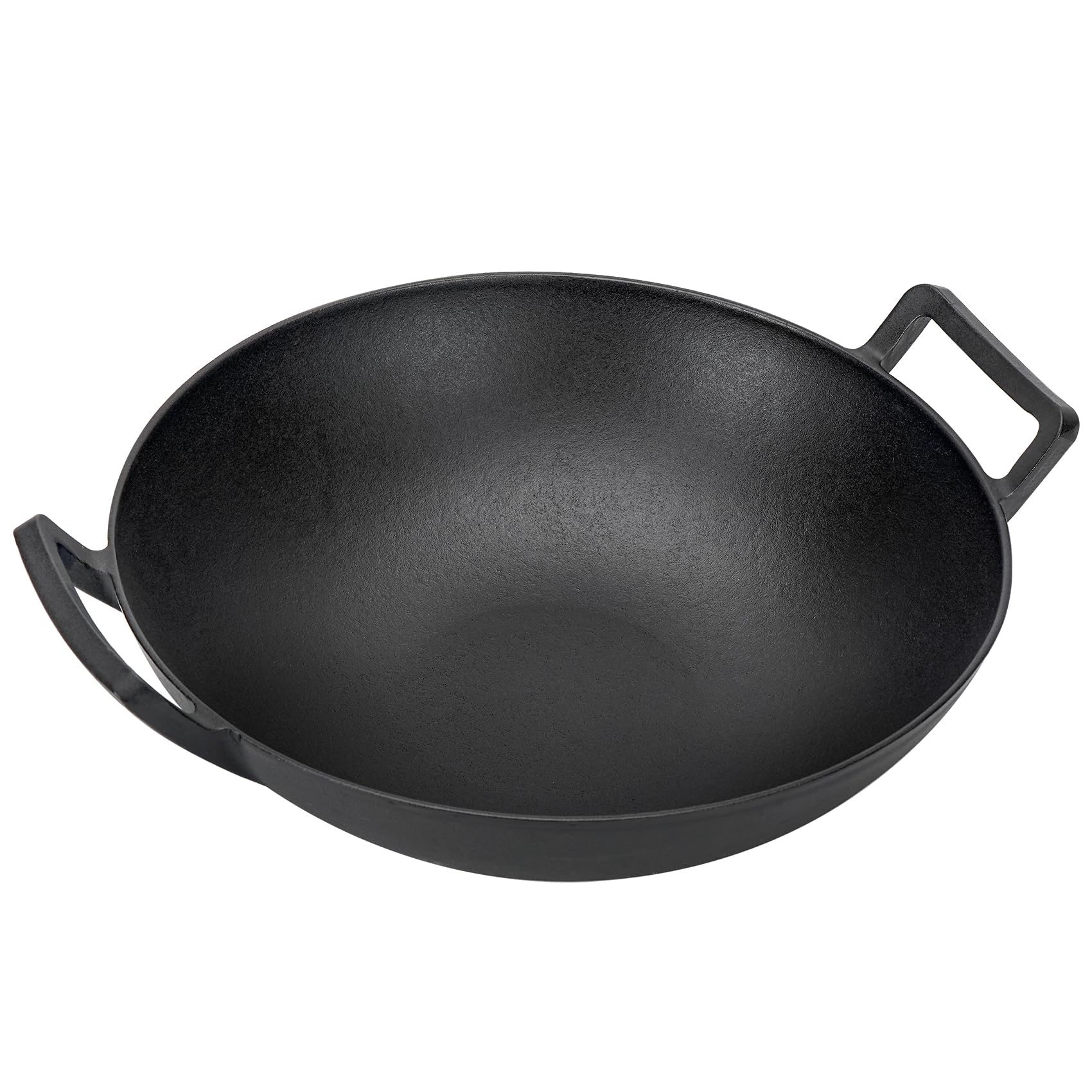 Skyflame Wok de hierro fundido de 14 pulgadas con asas, compatible con el sistema de barbacoa Weber Gourmet y el sistema Spirit II y Genesis II GS4, sartén antiadherente pre-sazonada para parrilla,