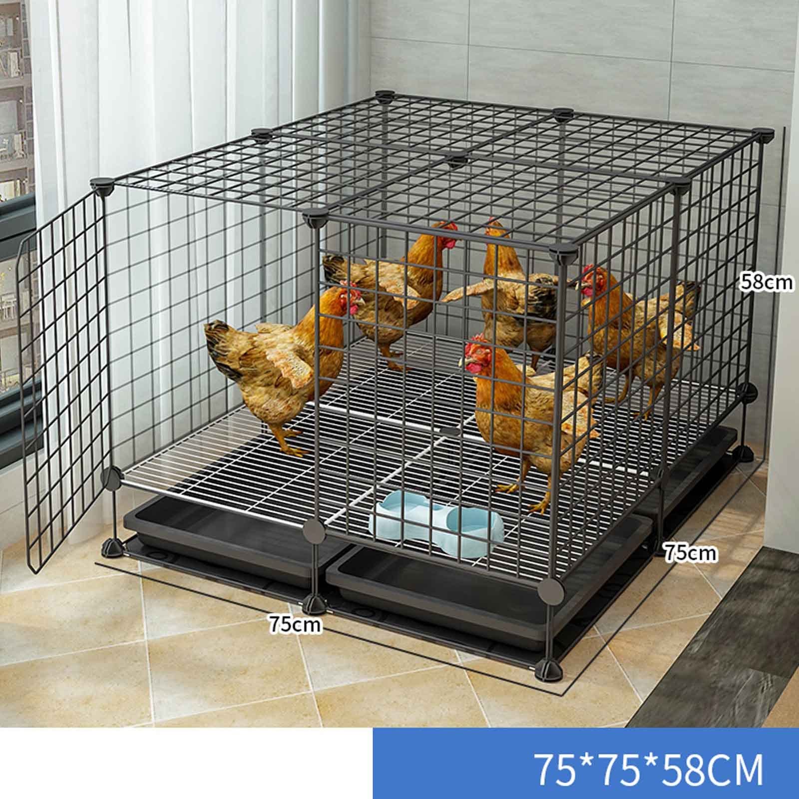KleintierkäFig Geflügelkäfig Metall-Hühnerställe, Haustier-Laufstall, DIY-Kleintierkäfig Für Hasen/Nager/ Chinchilla/Kaninchen/Katzen/Frettchen/Huhn/Ente/Gans ( Color : A-cage , Size : 75*75*58CM )