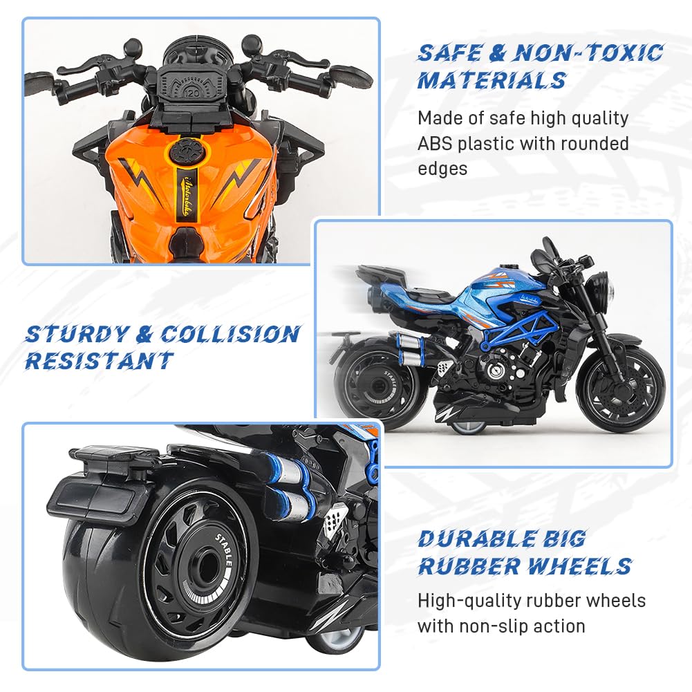 FCXVXCL Motorbike Toys,Mini Pull Back Toy Cars Motorcycles Toy for Kids,Alloy Motorcycle Model Retro Motorcycles Toy for Kids 3pcs - Image 3