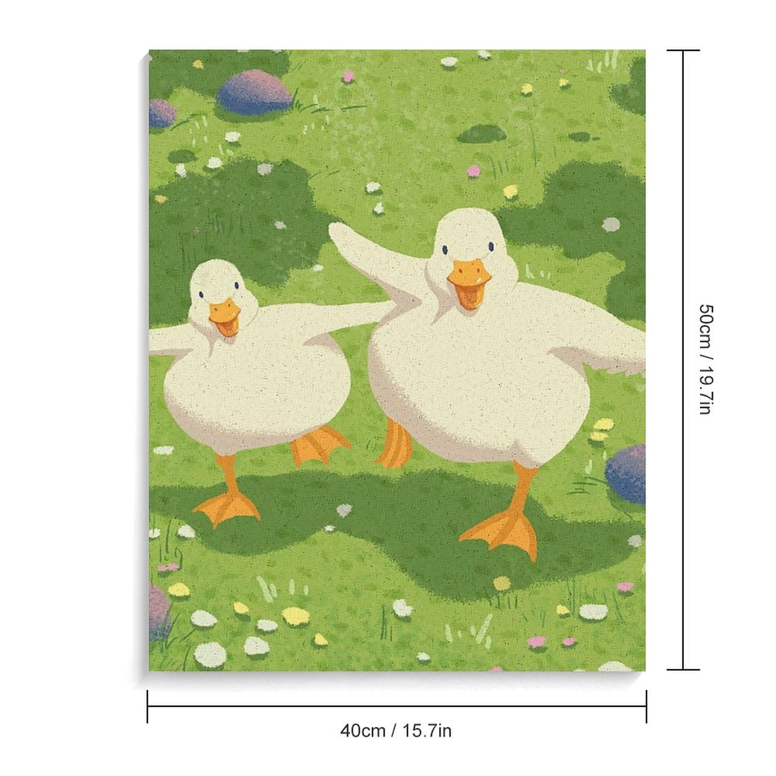 Amazon.co.jp: 数字油絵 かわいい 走るアヒル 木製 フレーム付き