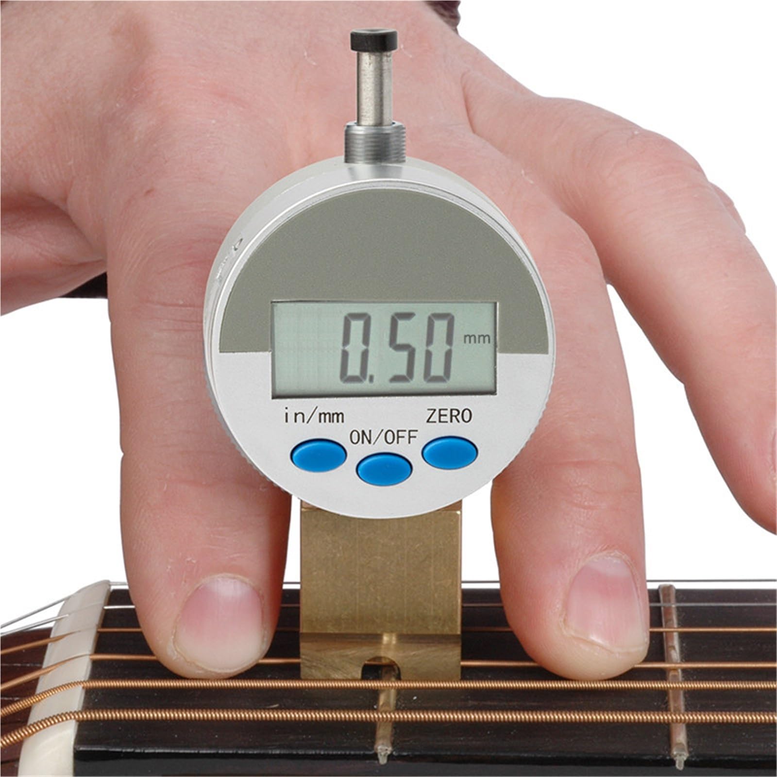 narzędzia do naprawy gitar Pomiar Akcji Struny Gitarowej Cyfrowy Wyświetlacz Wskaźnik Zegarowy Miedziana Linijka Gitarowa(Solo apto para bajos.)
