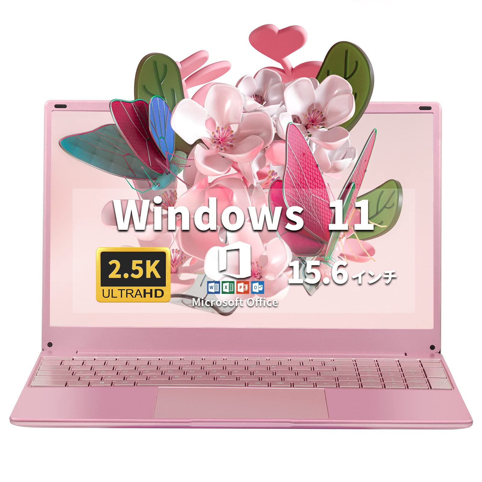 Amazon.co.jp: ESBOOK ノートパソコン office搭載 ピンク 15.6型 2.5K 