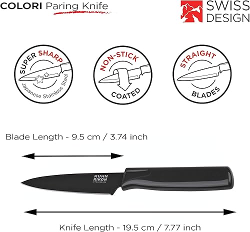 Miniatura 2 de Cuchillo de cocina antiadherente de 4 pulgadas, de Kuhn Rikon, Negro
