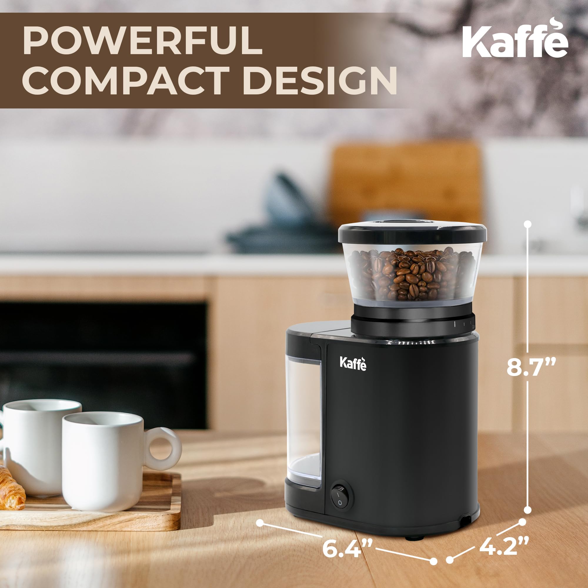 Kaffe Elektryczny młynek do zadziorów do kawy 150 g, czarny (szczotka do czyszczenia proszku w zestawie