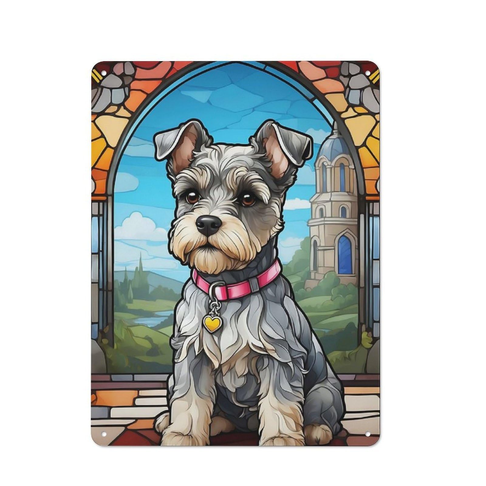 Junmoney Miniature Schnauzer Metal Plaque 40X30cm With For Hallway Wall, Rustic Decor, For Garage, Workshop And Man Cave Decoration